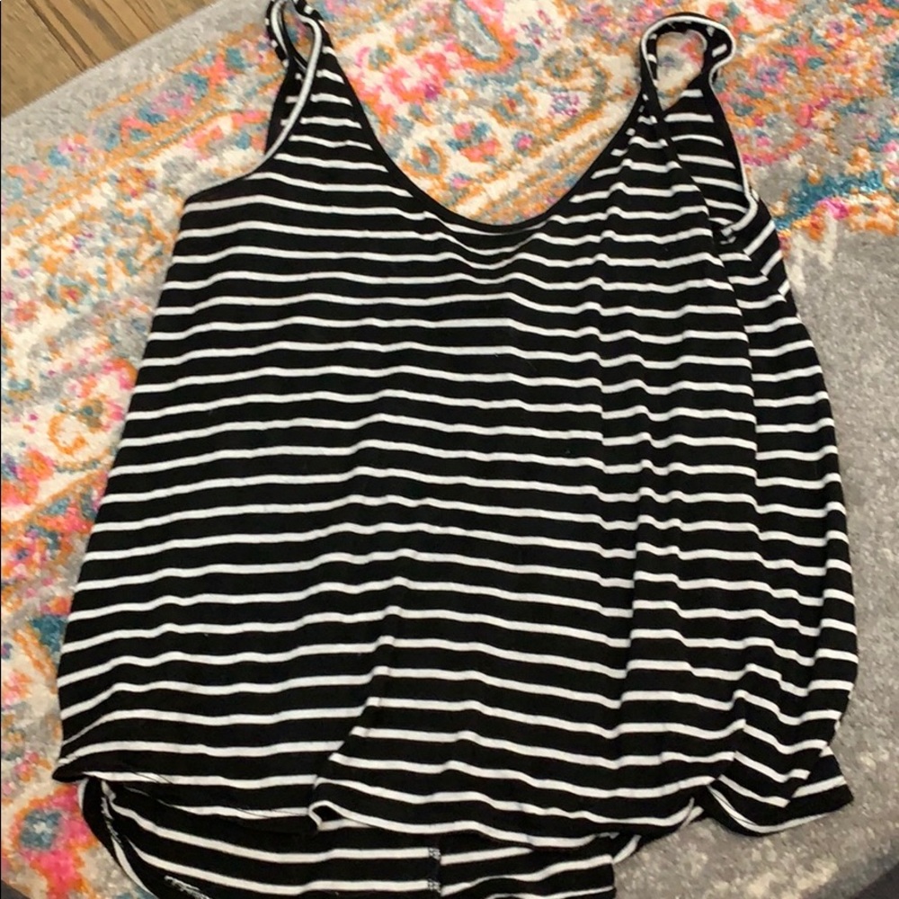 See You Monday Low Back Rounded Striped Tank
